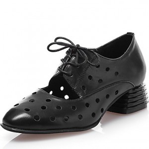 Women's Shoes Low Heel Leather Round Toe Oxfords Outdoor &Dress &Casual Black/Pink/White