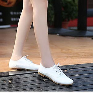 Women's Shoes Nappa Leather Spring/Summer/Fall/Winter Moccasin Oxfords Athletic/Dress/Casual Flat Heel Lace-up White