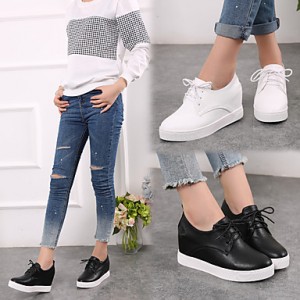 Women's Flats Winter Comfort / Round Toe / Closed Toe Microfibre Casual Platform Black / White Walking