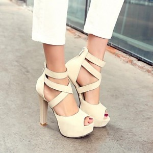 Women's Shoes Chunky Heel Heels/Platform Sandals Office & Career/Dress Pink/White/Beige