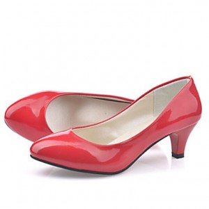 Women's Shoes Patent Leather Low Heel Heels / Comfort Heels Office & Career / Casual Black / Red / White / Beige