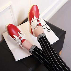 Women's Shoes Platform Comfort / Round Toe Oxfords Wedding / Outdoor / Dress / Casual Black / Red