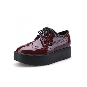 Women's Flats Fall Creepers / Round ToeCasual Flat Heel Black / Burgundy Walking