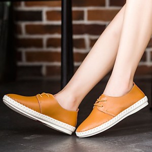 Women's Shoes Nappa Leather Spring / Summer / Fall / Winter Comfort Flats Athletic / Casual Black / Brown / White