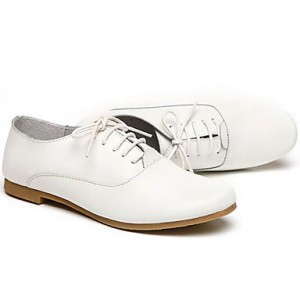 Women's Shoes Nappa Leather Spring/Summer/Fall/Winter Moccasin Oxfords Athletic/Dress/Casual Flat Heel Lace-up White