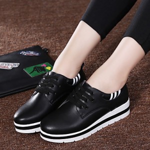 Women's Oxfords Spring / Summer / Fall / Winter Platform / Creepers Cowhide Outdoor / Office & Career /Black /