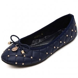 Women's Spring / Summer / Fall Round Toe Leatherette Casual / Dress Flat Heel Bowknot / Rivet Black / Blue / Beige