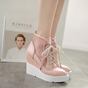 Women's Shoes Wedge Heel Pointed Toe Fashion Sneakers with Lace-up Casual More Colors available