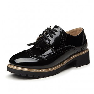 Women's Oxfords Spring / Summer / Fall Comfort Microfibre Casual Chunky Heel Lace-up Black / Burgundy Others