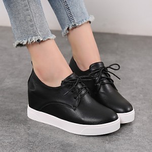 Women's Flats Fall / Winter Comfort / Round Toe / Closed Toe Microfibre Casual Platform Black / White Walking