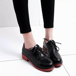 Women's Shoes Chunky Heel Platform / Round Toe Oxfords Office & Career / Dress / Casual Black / Brown / White