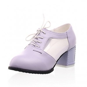 Women's Shoes PU Summer / Fall Heels / Pointed Toe Heels Office & Career / Casual Chunky HeelBlack / Purple / White