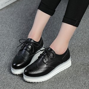 Women's Oxfords Spring / Summer / Fall / Winter Platform / Creepers Cowhide Outdoor / Office & Career /Black /