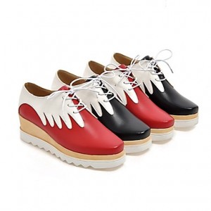 Women's Shoes Platform Comfort / Round Toe Oxfords Wedding / Outdoor / Dress / Casual Black / Red